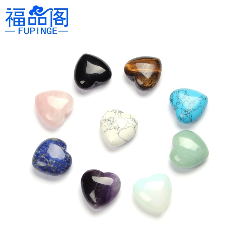 批發(fā)天然水晶心形件擺件 白水晶 虎眼石 綠東陵愛心擺件 打孔心形