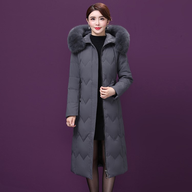 2019冬裝新款羽絨服女加長款過膝加厚大碼修身顯瘦外套女裝媽媽裝