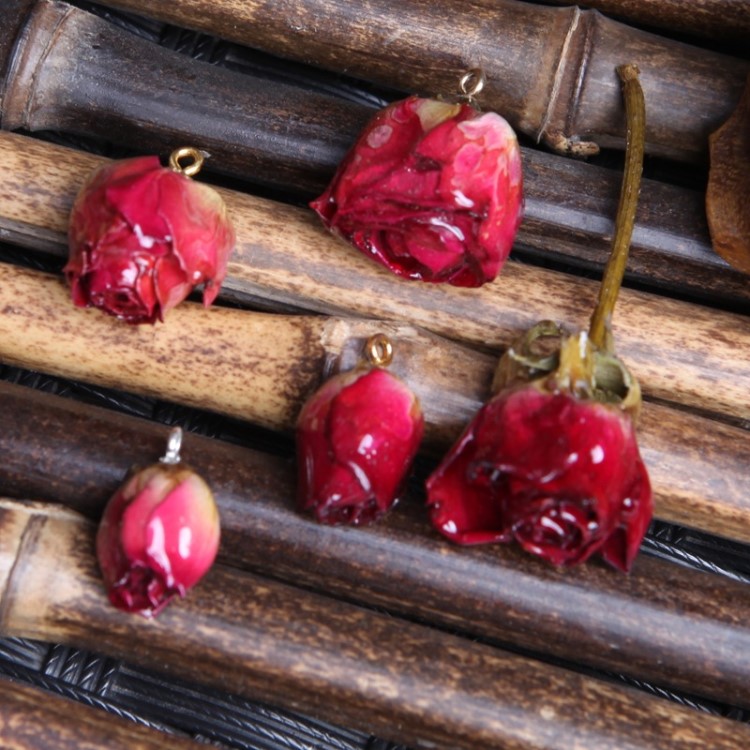 原創(chuàng)耳環(huán)配件干花玫瑰花薔薇花頭半成品手工樹脂DIY滴膠真花材料