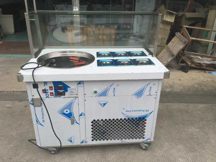 批發零售2016火爆款炒冰機油炸冰淇淋機泰式炒卷機方鍋炒卷機