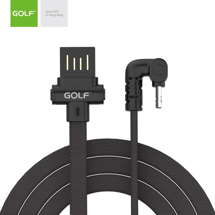 GOLF新品GC68安卓彎頭手游編織充電扁線3A快充雙面盲插智能數(shù)據(jù)線