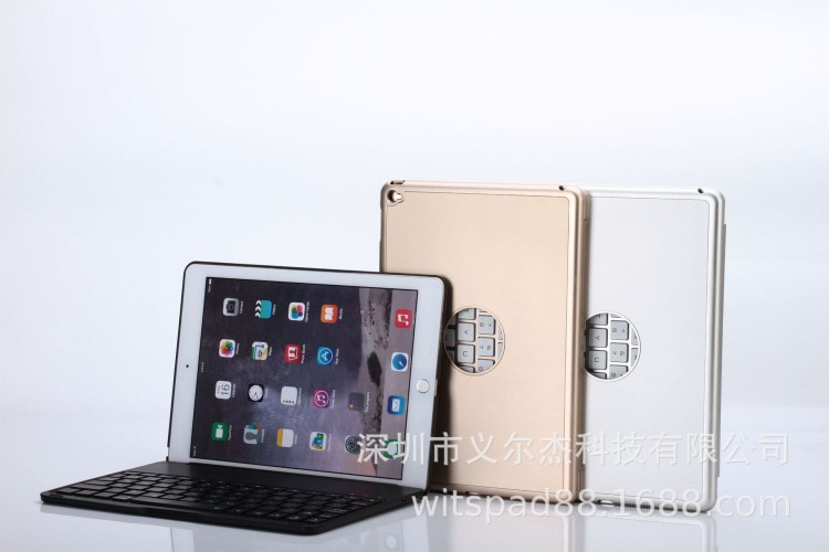 F8S+ for ipad air2 藍(lán)牙鍵盤 七色背光筆記本翻蓋式保護(hù)殼鍵盤