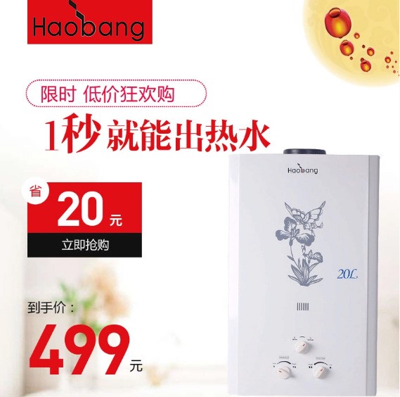廠家直銷家用熱水器燃氣煙道式 20L燃氣熱水器40KW快速提供熱水