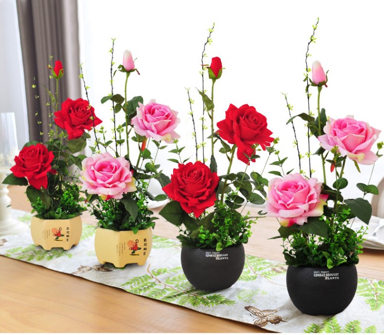 玫瑰花仿真花假花干花塑料花絹花套裝室內(nèi)家居客廳裝飾花卉擺件