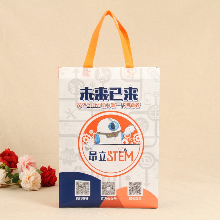 定制折疊無紡布袋機器人宣傳廣告彩色覆膜淋膜禮品袋訂制logo批發
