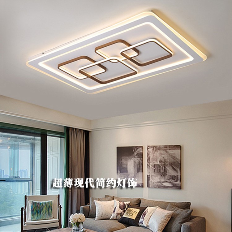 新款現(xiàn)代簡(jiǎn)約長(zhǎng)方形吸頂燈led時(shí)尚大氣藝術(shù)大廳客廳餐廳吸頂燈led