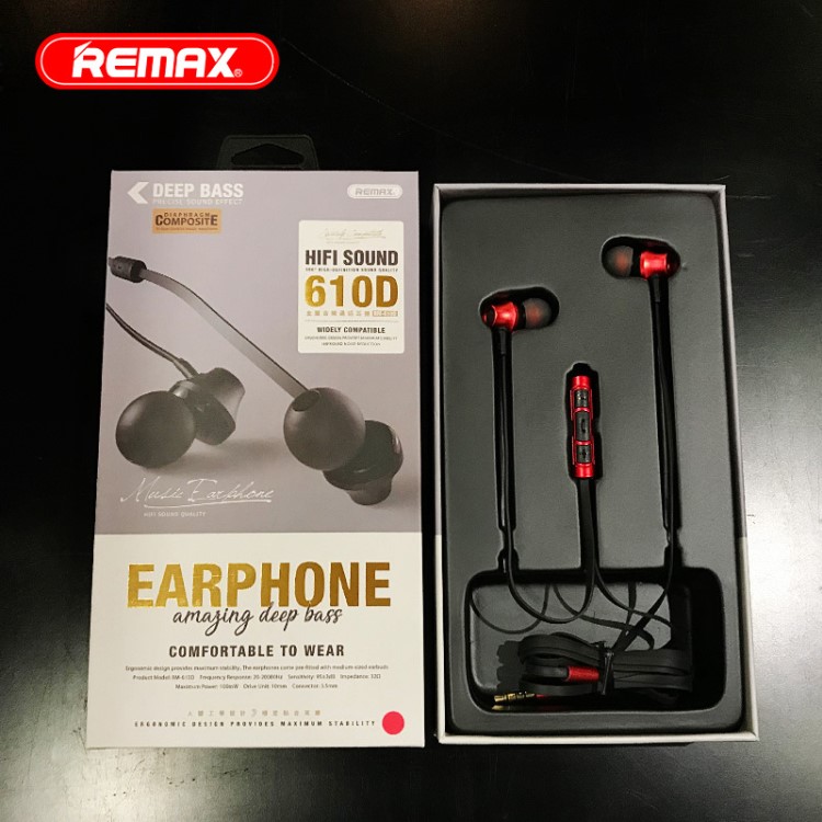 REMAX新610D入耳式耳机重低音适用苹果安卓手机通用线控耳机降噪