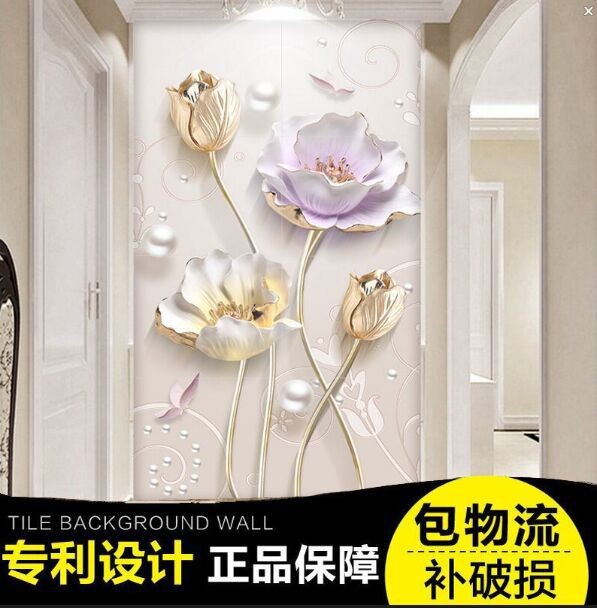 現代內墻色背景墻瓷磚3d走廊過道餐廳客廳沙發花瓶裝飾壁畫浮雕