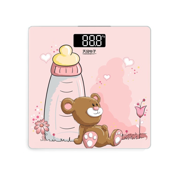 天晟生產新款電子秤健康人體稱家用體重秤奶瓶熊音樂熊體重秤