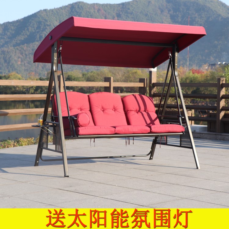 鐵藝秋千搖椅戶(hù)外吊椅 庭院露臺(tái)陽(yáng)臺(tái)編藤吊籃花園懸掛秋千批發(fā)
