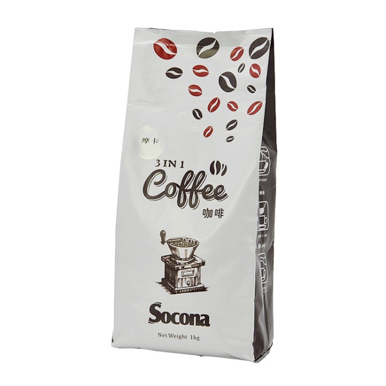 Socon三合一速溶咖啡 摩卡咖啡粉1kg 奶茶店咖啡機原料批發(fā)