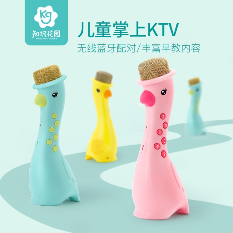 知識花園兒童麥克風(fēng) 卡拉OK唱歌機(jī)無線藍(lán)牙掌上KTV寶寶話筒玩具