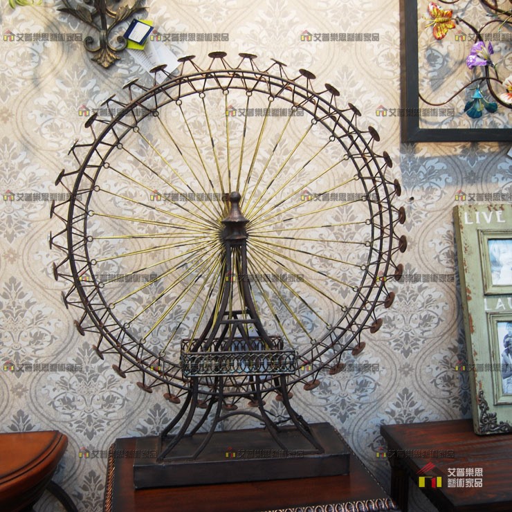 復古摩天輪 工業風做舊擺件鐵藝家飾家居商店咖啡店工作室裝飾品