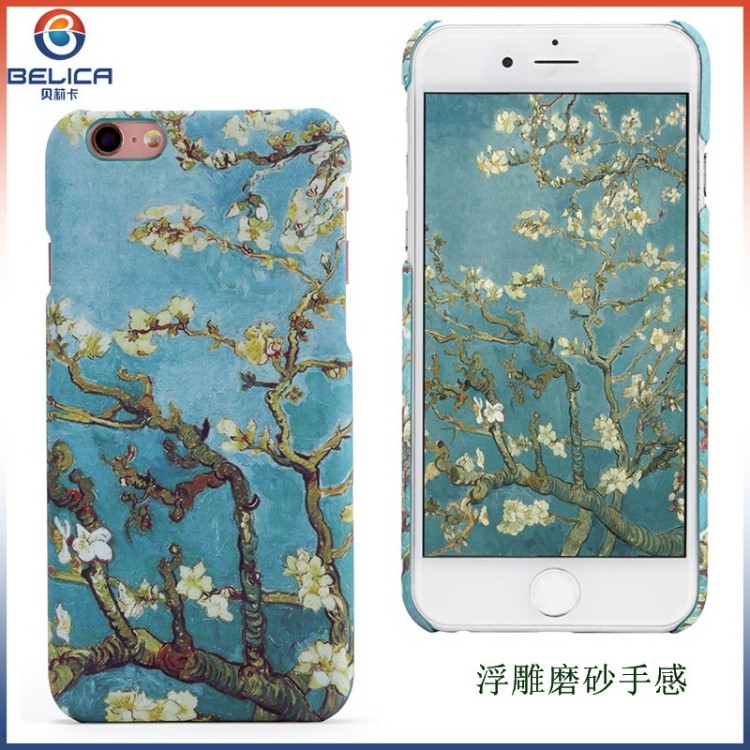 iphone6splus油画手机壳新款苹果78浮雕磨砂橡胶感保护套批发