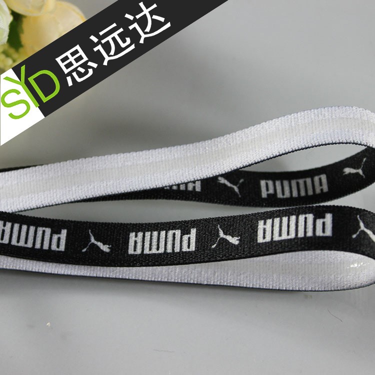 1cm滴膠印花松緊帶廠家定制防滑硅膠發帶黑色印花橡筋帶服裝輔料