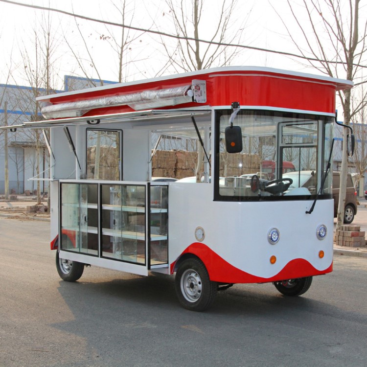 小吃車多功能四輪早餐車電動快餐車移動小推車擺攤房車油炸美食車