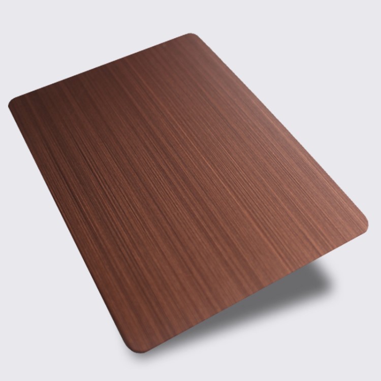 彩色不銹鋼鍍銅板加工 發黑手工拉絲紅古銅表面處理 拉絲紅古銅板