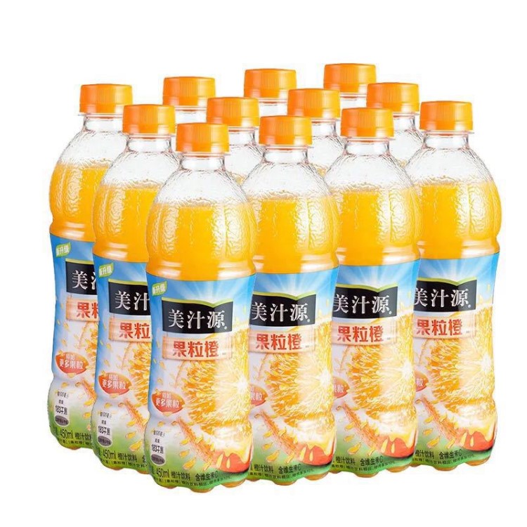 大量批发 美汁源果粒橙 橙汁饮品450ml12瓶 整箱