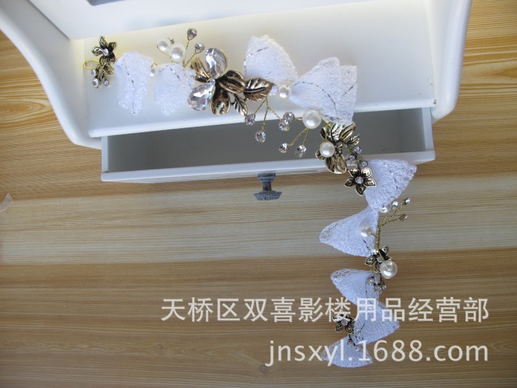 廠家直銷新娘飾品 批發(fā) 手工制作 韓式新娘頭花 蝴蝶結(jié)發(fā)夾頭飾