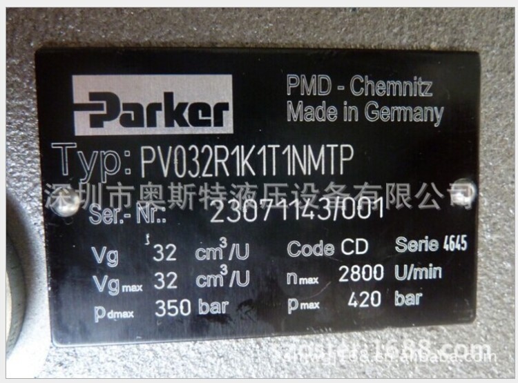 供应 美国原装 Parker派克 PV032R1K1T1NELC 轴向柱塞泵