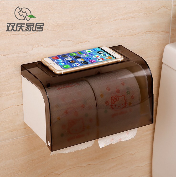 雙慶強力無痕貼防水卷紙架浴室衛生間吸盤吸壁式紙巾盒廁所紙巾架
