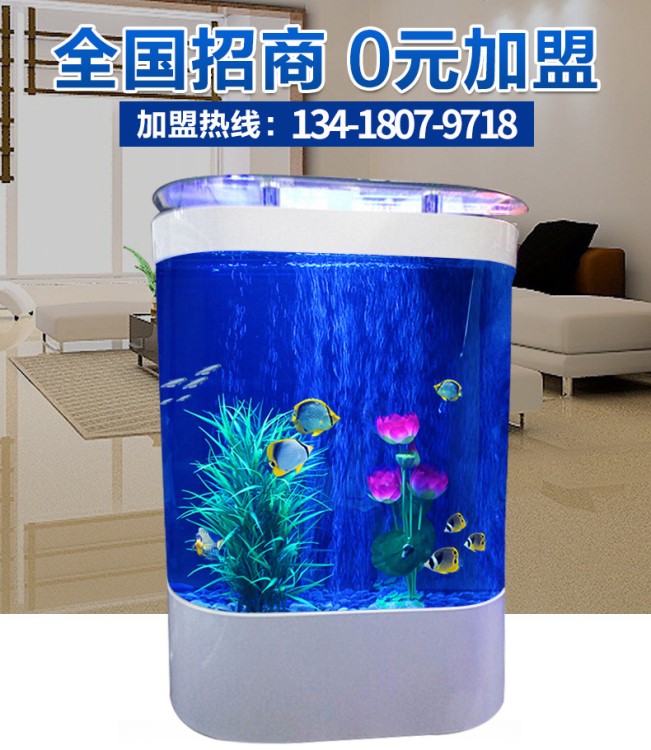 雙圓弧魚缸玻璃 家庭魚缸客廳靠墻 亞克力邊水族箱 中型生態(tài)魚缸