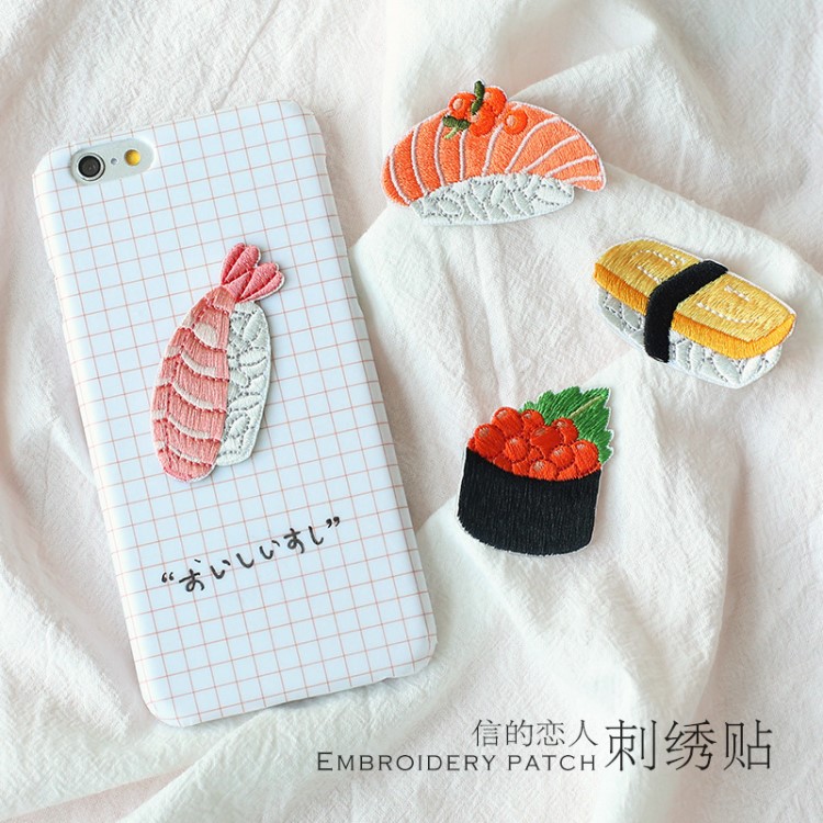 信的戀人 刺繡貼 回轉壽司系列 DIY裝飾手帳本封面和收納包袋 4款