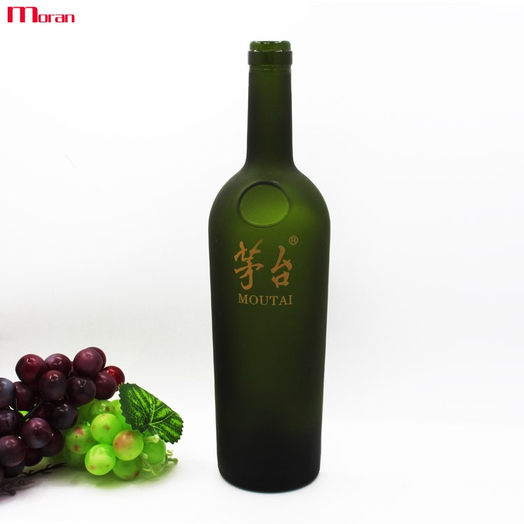 驀然玻璃瓶紅酒瓶批發(fā)波爾多750ml蒙砂瓶絲印酒標(biāo)燙金烤花瓶