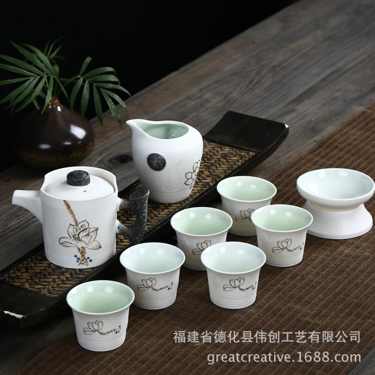 10头陶瓷茶具 茶具套装 玉雪玲珑结晶雪花釉茶具含礼盒多款可选