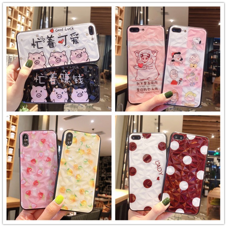 鉆石紋蘋果11pro max手機殼菱形vivo x23幻彩版適用于oppor17情侶