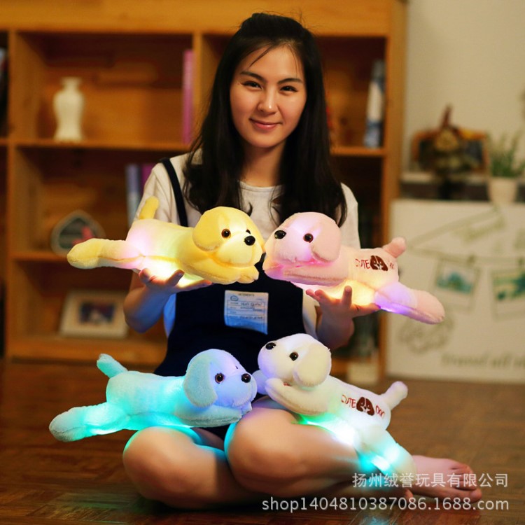 廠家直銷 毛絨玩具發(fā)光抱枕七彩發(fā)光泰迪熊公仔夜光玩偶