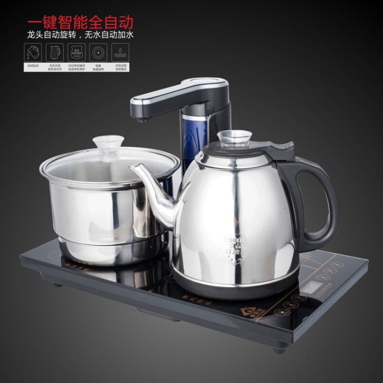 全自動茶具燒水壺智能旋轉(zhuǎn)上水電熱水壺茶爐茶臺茶幾用不銹鋼套裝