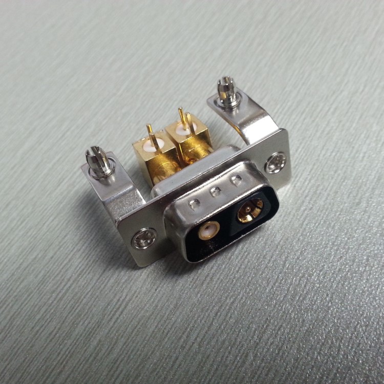 D-SUB工業連接器 射頻彎腳式2V2公頭接插件 環保耐高溫 鍍金端子
