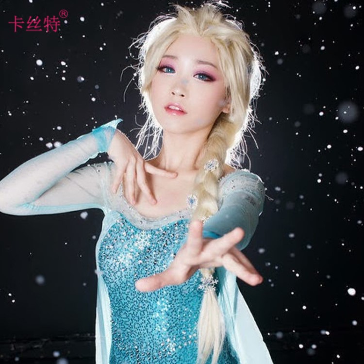 動漫COSPLAY假發 冰雪奇緣大冒險Elsa艾沙造型辮子假發 廠家直銷