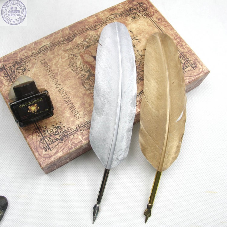 推荐批发火鸡毛圆珠笔工艺签字笔手工羽毛笔可定制logo