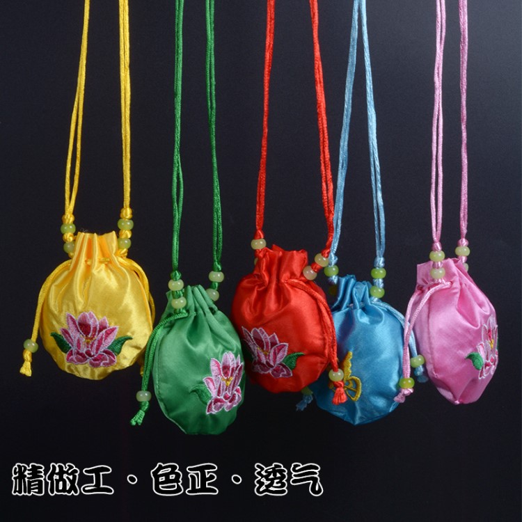 端午節(jié)福字荷花刺繡掛脖中藥小香包香囊空袋刺繡荷包廠家批發(fā)