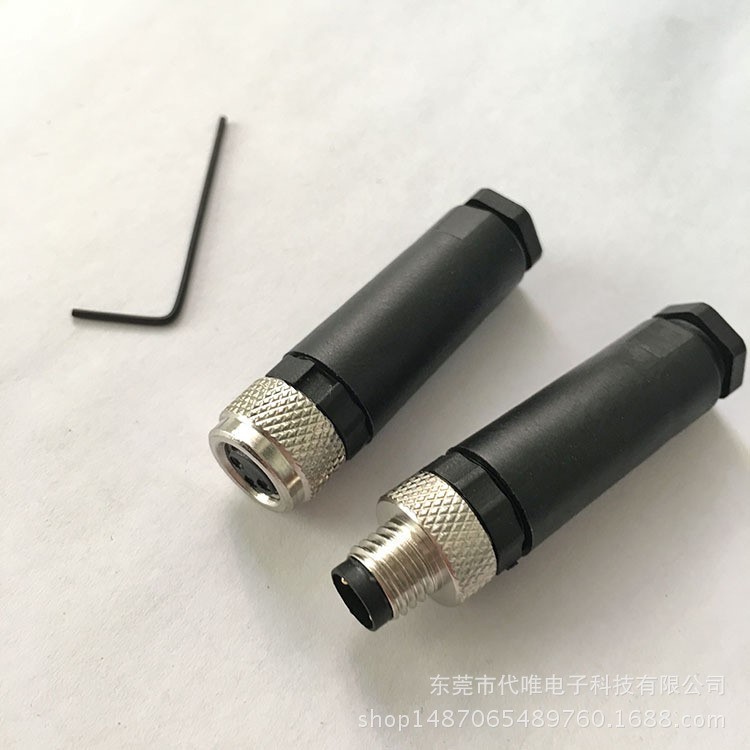 厂家供应M8传感器接头公母电力设备防水连接器3P4芯电线母头针孔