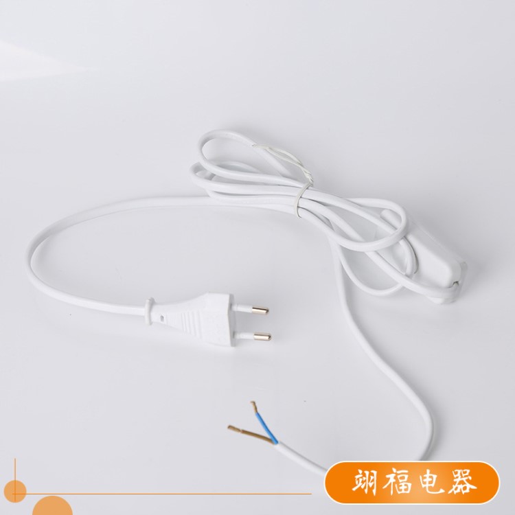 廠家定制生產(chǎn)白色歐規(guī)電源線插頭歐式 電燈開關(guān)線頭 歐洲二腳插頭