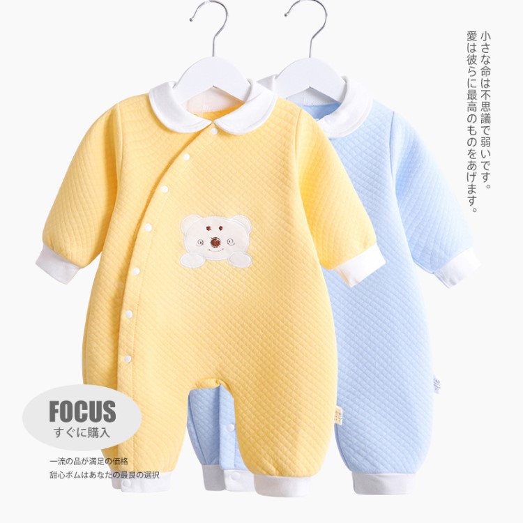 2019春秋冬新款嬰兒連體衣加棉保暖長袖寶寶哈衣爬服韓版一件代發(fā)