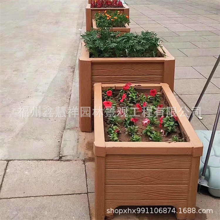 廠家直銷景觀仿木花箱水泥花盆大號組合種植箱仿古園林花箱爆款