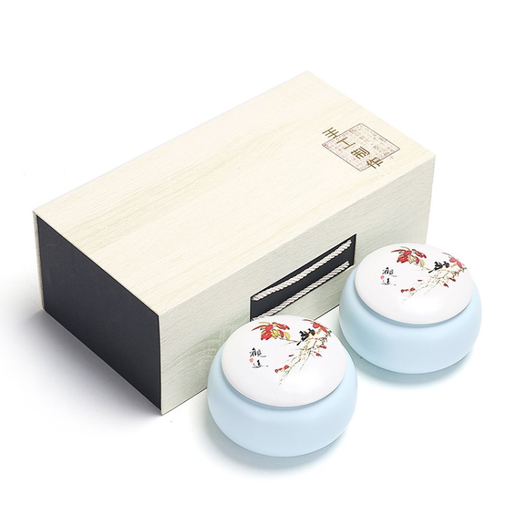 茶葉罐雙罐禮盒裝紅茶綠茶龍井茶葉包裝盒空陶瓷密封罐禮品定制