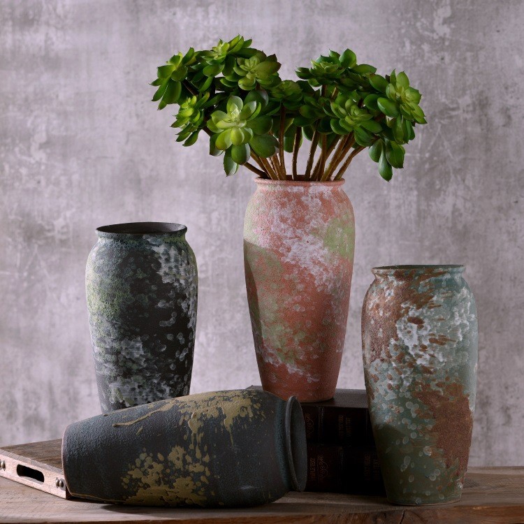 淘货源陶罐花瓶插花花器花艺套装创意客厅装饰品摆件多肉花盆