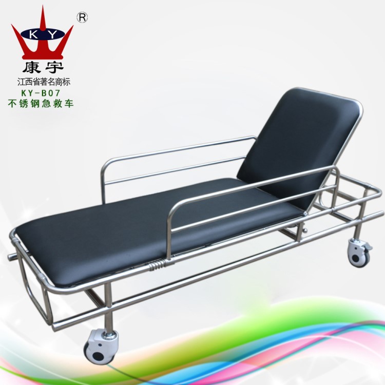 擔(dān)架車(chē)醫(yī)用救護(hù)床不銹鋼折疊靠背護(hù)理推車(chē)護(hù)送病人手推車(chē)床