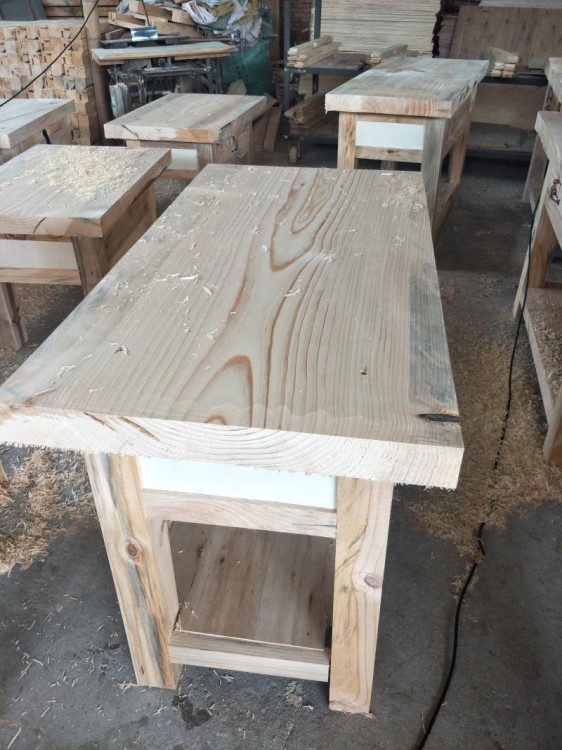 重型鉗工實木工作臺 模具操作臺 原木辦公儀器工具桌 虎鉗維修桌