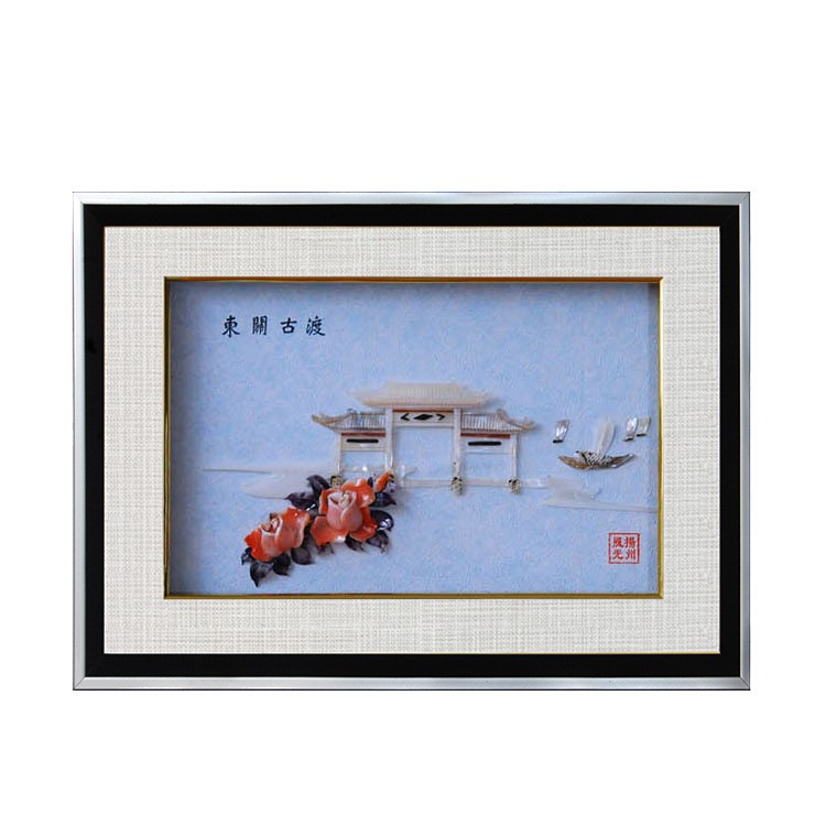 海螺贝壳工艺品《东关古渡》北海贝雕画 家居装修画 送亲朋