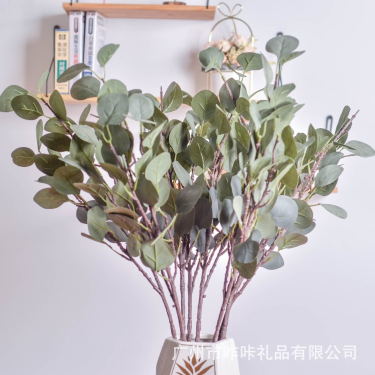 厂家直销仿真花仿真植物客厅餐桌苹果叶尤加利叶假花假树叶