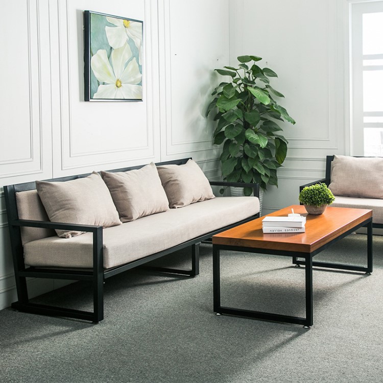 現(xiàn)代簡(jiǎn)約辦公會(huì)客沙發(fā)茶幾組合公司接待室休閑區(qū)大廳商務(wù)鐵架沙發(fā)