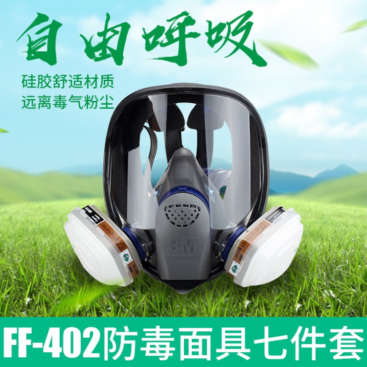 3MFF-402硅膠系列呼吸防護(hù)全面罩中號(hào)防毒面具防塵面罩