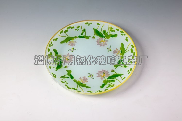 廠家直銷創(chuàng)意烤花圓形出口鋼化玻璃水果糖果點心干果零食糖水果盤