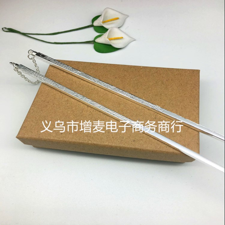 新款仿銀實(shí)心筷子龍鳳呈祥雙魚圖案工藝筷 鍍銀筷子餐具批發(fā)定制